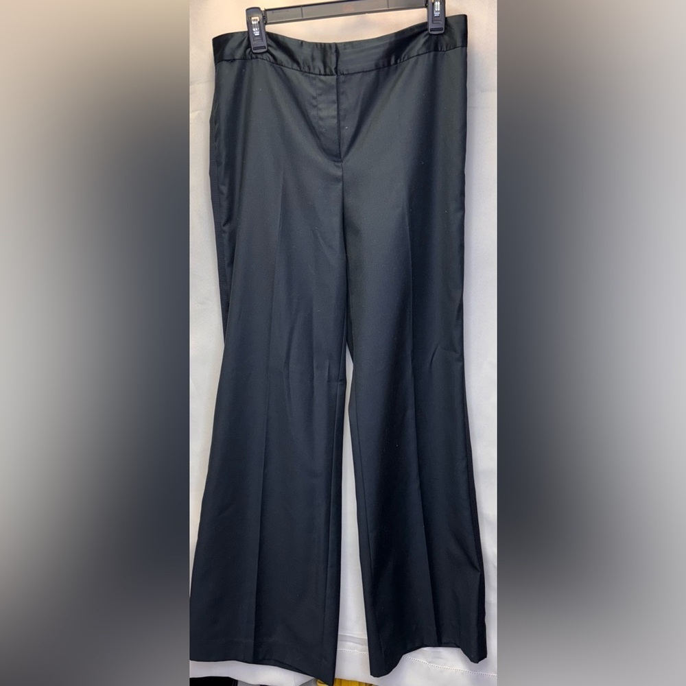 Isaac Mizrahi Tuxedo Striped Wide Leg Women's Pant Size 8 Color Black Black